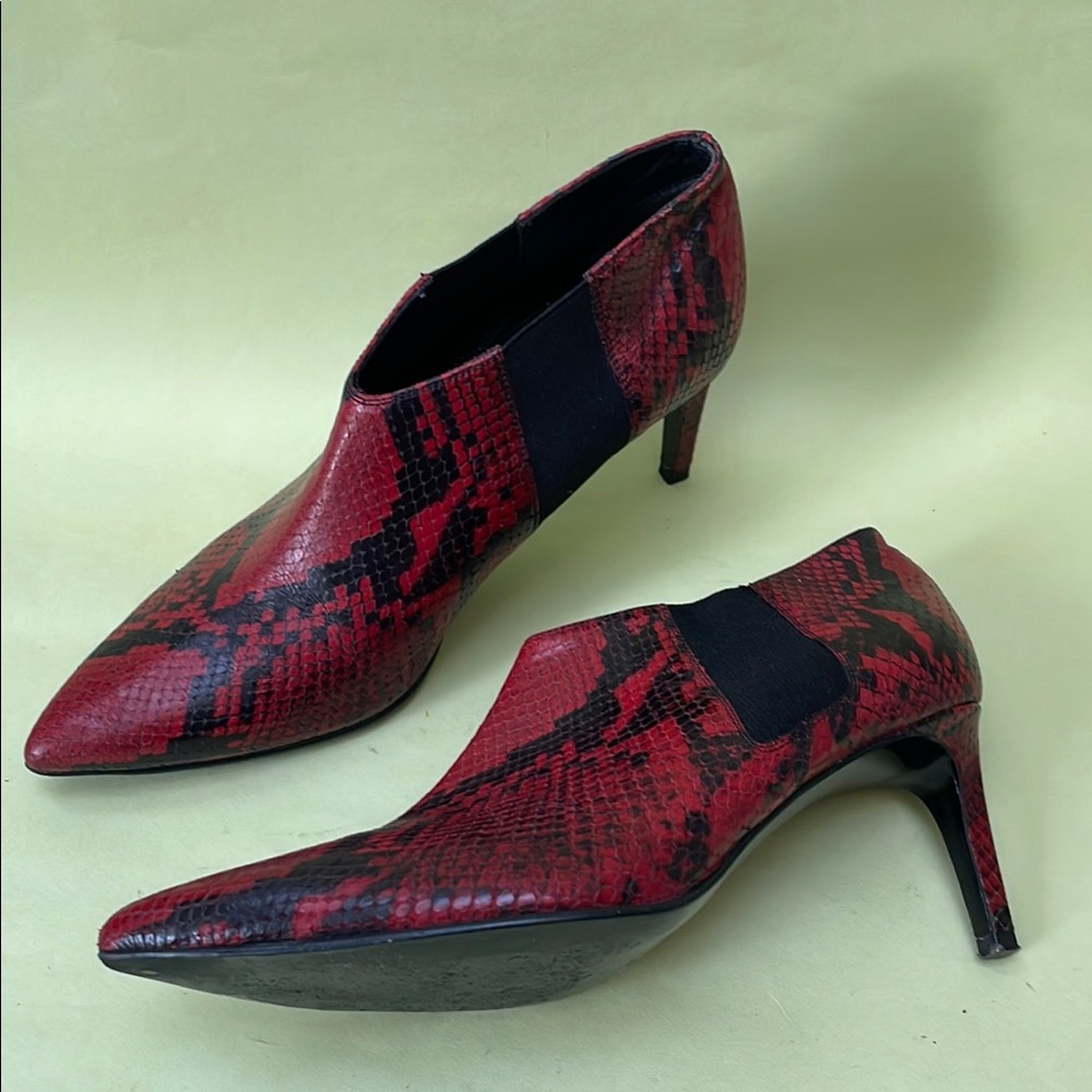 Rag & Bone Dark Red and Black All Leather Heeled Booties - Picture 7 of 14